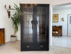 Pamono Art Nouveau Black Display Cabinet