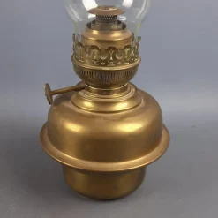 Pamono Art Nouveau Brass and Glass Oil Lamp from Matador Brenner, 1930s><noscript><img width=