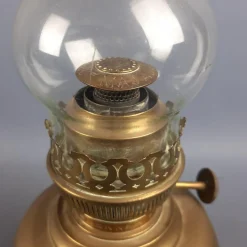 Pamono Art Nouveau Brass and Glass Oil Lamp from Matador Brenner, 1930s><noscript><img width=