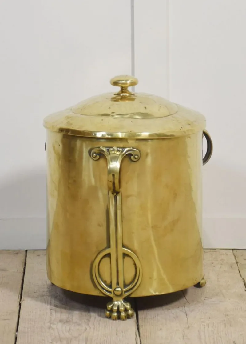 Pamono Art Nouveau Brass Coal Bin