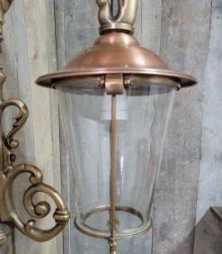 Pamono Art Nouveau Brass Copper Wall Lantern Outdoor Lamp><noscript><img width=