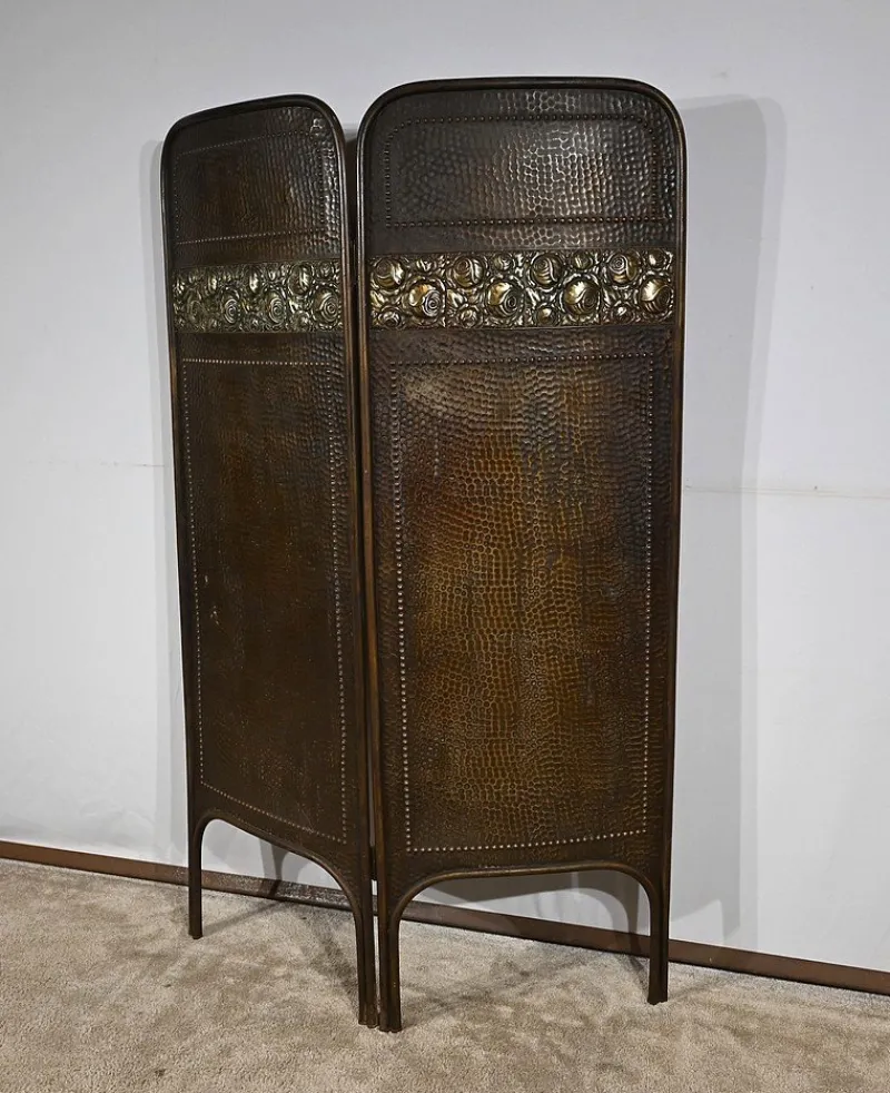 Pamono Art Nouveau Brass Screen, 1900> Room Dividers & Screens