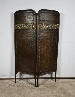 Pamono Art Nouveau Brass Screen, 1900><noscript><img width=