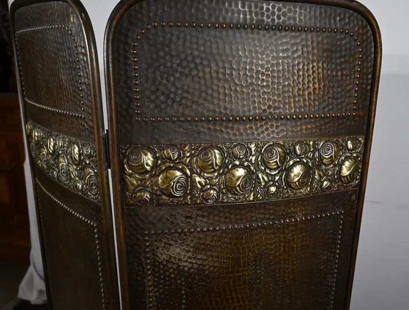 Pamono Art Nouveau Brass Screen, 1900> Room Dividers & Screens