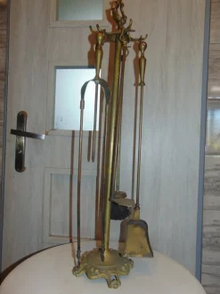 Discount Pamono Art Nouveau Brass Stove & Fireplace Set