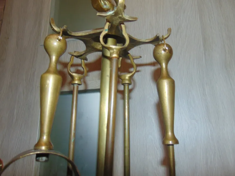 Discount Pamono Art Nouveau Brass Stove & Fireplace Set