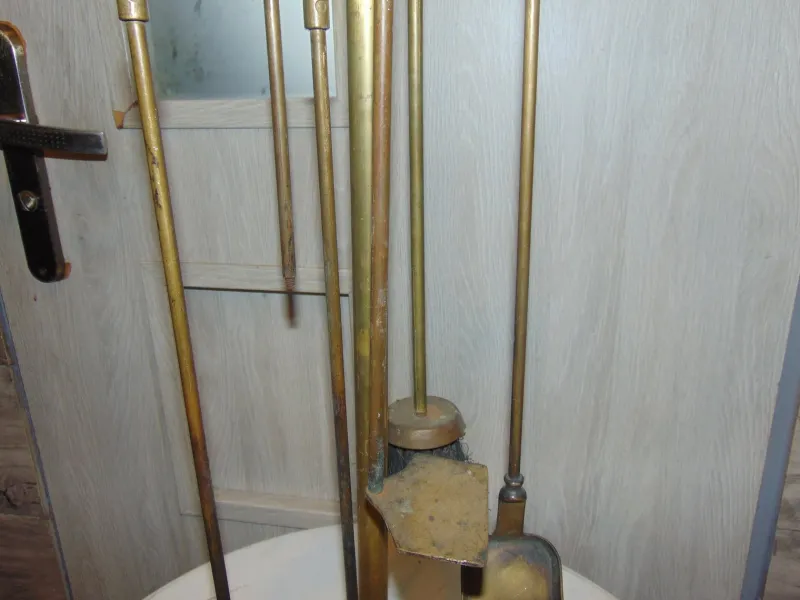 Discount Pamono Art Nouveau Brass Stove & Fireplace Set