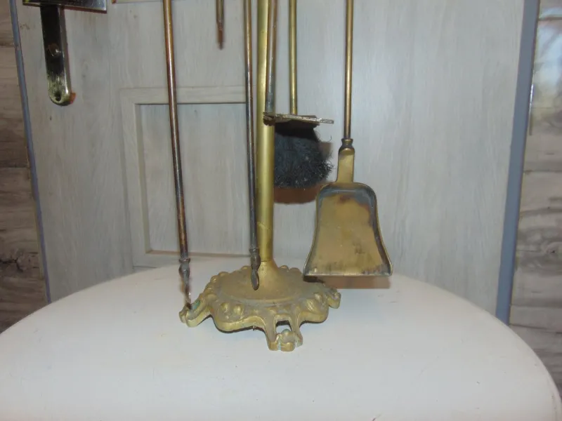 Discount Pamono Art Nouveau Brass Stove & Fireplace Set