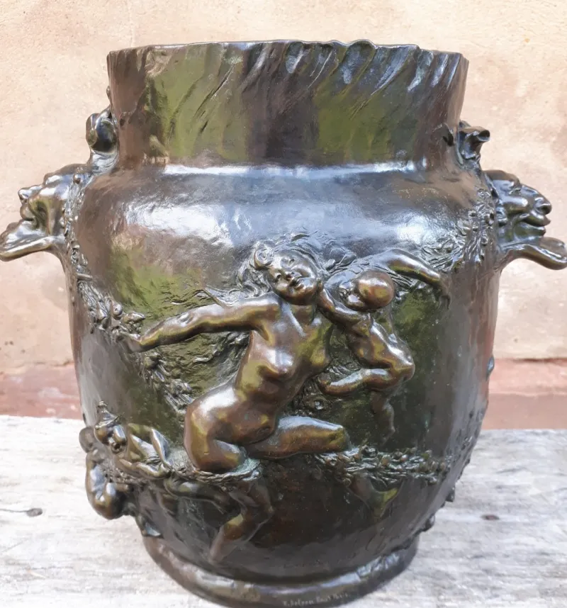 Outlet Pamono Art Nouveau Bronze Plant Pot by Joseph Chéret