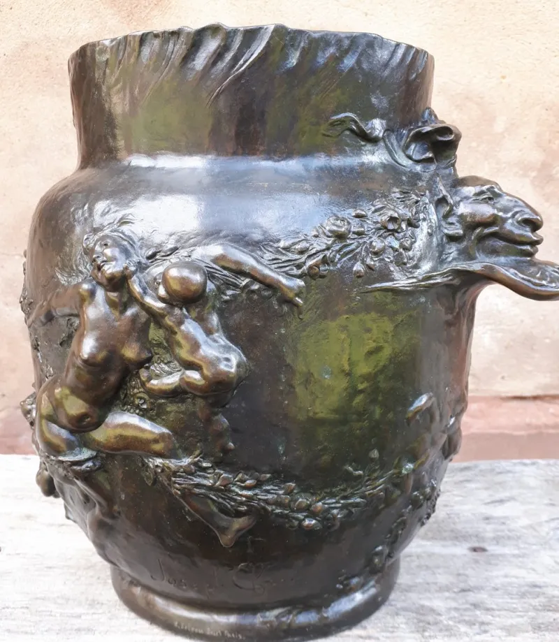 Outlet Pamono Art Nouveau Bronze Plant Pot by Joseph Chéret