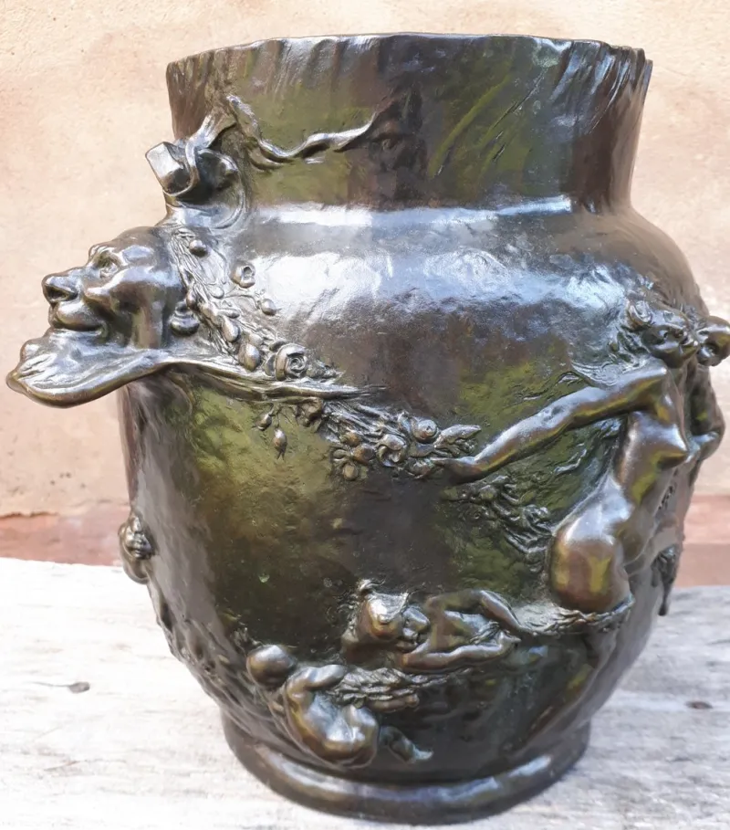 Outlet Pamono Art Nouveau Bronze Plant Pot by Joseph Chéret
