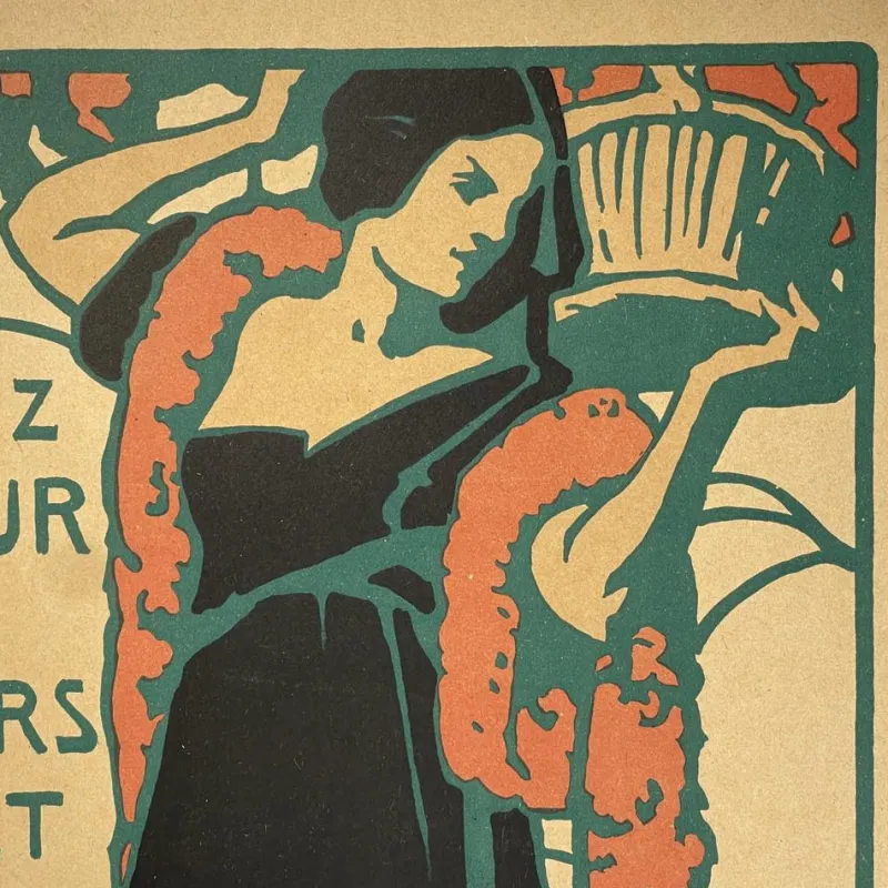 Pamono Art Nouveau Buy the Flower of Discreet Help Lithograph Poster by Émile Berchmans for La Meuse, 1916> Posters|Wall Decor