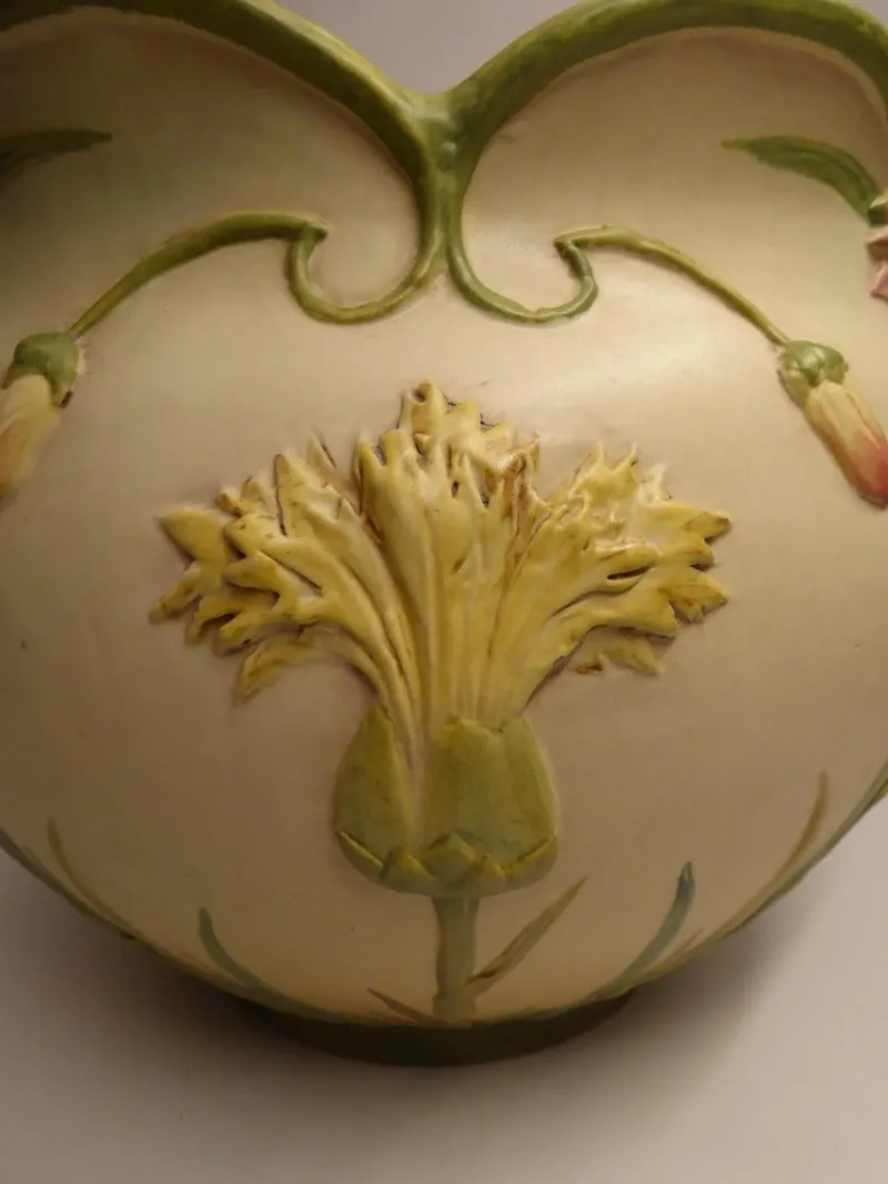 Discount Pamono Art Nouveau Cachepot Sur Colonne Planter on Display by Jean Massier for Vallauris, Set of 2