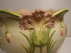 Discount Pamono Art Nouveau Cachepot Sur Colonne Planter on Display by Jean Massier for Vallauris, Set of 2