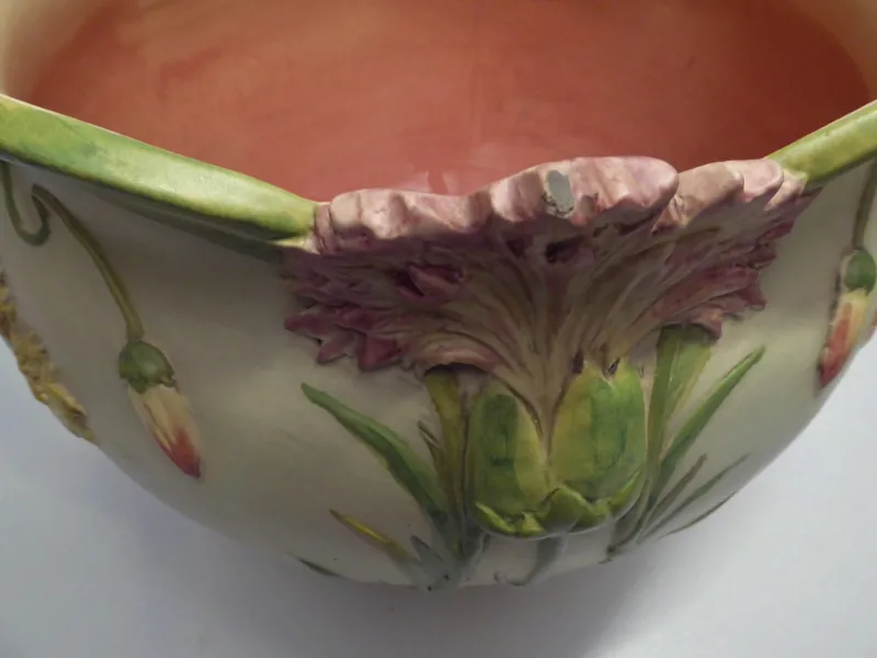 Discount Pamono Art Nouveau Cachepot Sur Colonne Planter on Display by Jean Massier for Vallauris, Set of 2