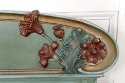 Pamono Art Nouveau Carved and Painted Wooden Bed with Floral Theme, France, 1900s> Beds & Bedroom Sets