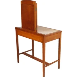 Pamono Art Nouveau Cherry & Marble Dressing Table with Mirror and Chair, Set of 3