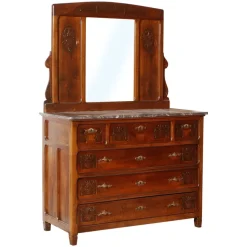 Pamono Art Nouveau Chest of Drawers with Marble Top & Beveled Mirror, 1900s> Dressers, Commodes & Chests