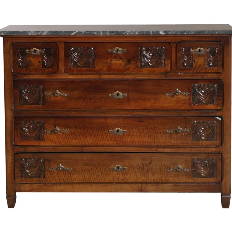 Pamono Art Nouveau Chest of Drawers with Marble Top & Beveled Mirror, 1900s> Dressers, Commodes & Chests