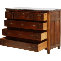 Pamono Art Nouveau Chest of Drawers with Marble Top & Beveled Mirror, 1900s><noscript><img width=