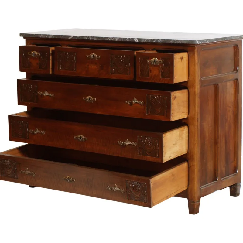 Pamono Art Nouveau Chest of Drawers with Marble Top & Beveled Mirror, 1900s> Dressers, Commodes & Chests