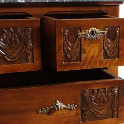 Pamono Art Nouveau Chest of Drawers with Marble Top & Beveled Mirror, 1900s><noscript><img width=