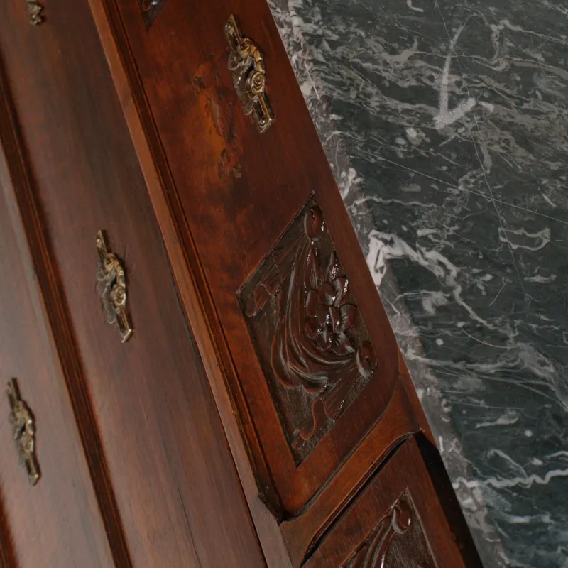Pamono Art Nouveau Chest of Drawers with Marble Top & Beveled Mirror, 1900s> Dressers, Commodes & Chests