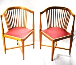 Pamono Art Nouveau Corner Chairs by J. M.olbrich / M. Niedermoser, Vienna, Austria, 1902, Set of 2> Side Chairs & Dining Chairs