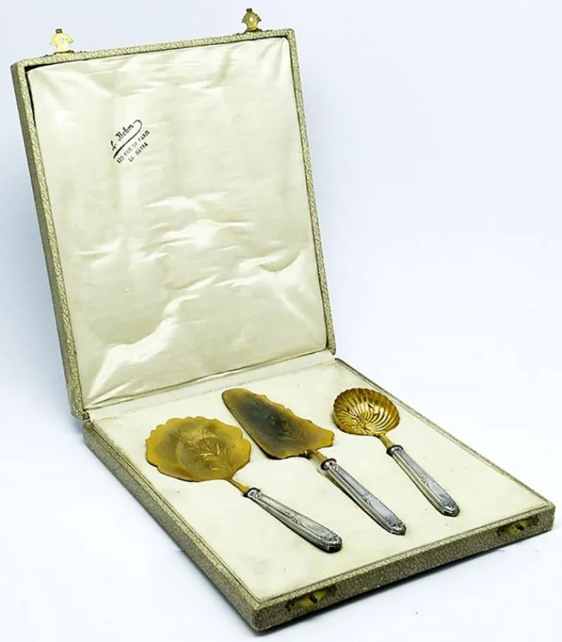 Outlet Pamono Art Nouveau Cutlery with Box, France, 1890s, Set of 4