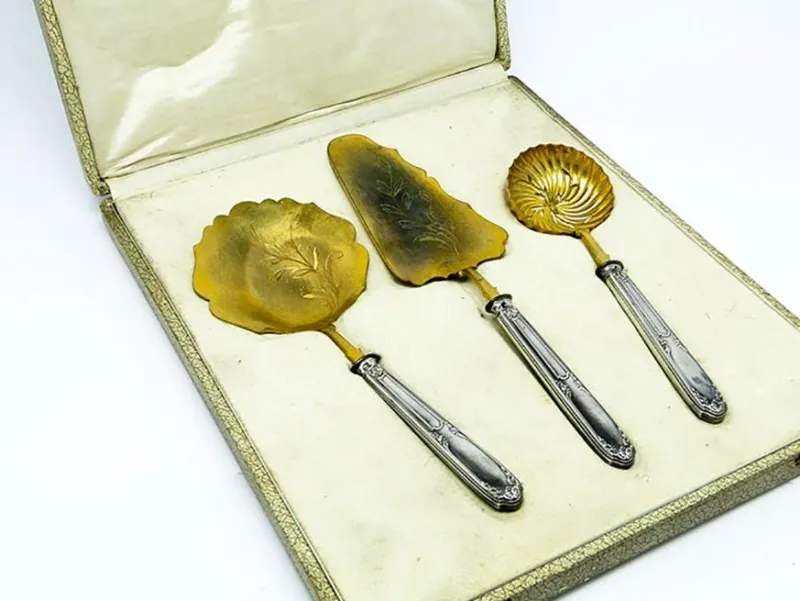 Outlet Pamono Art Nouveau Cutlery with Box, France, 1890s, Set of 4