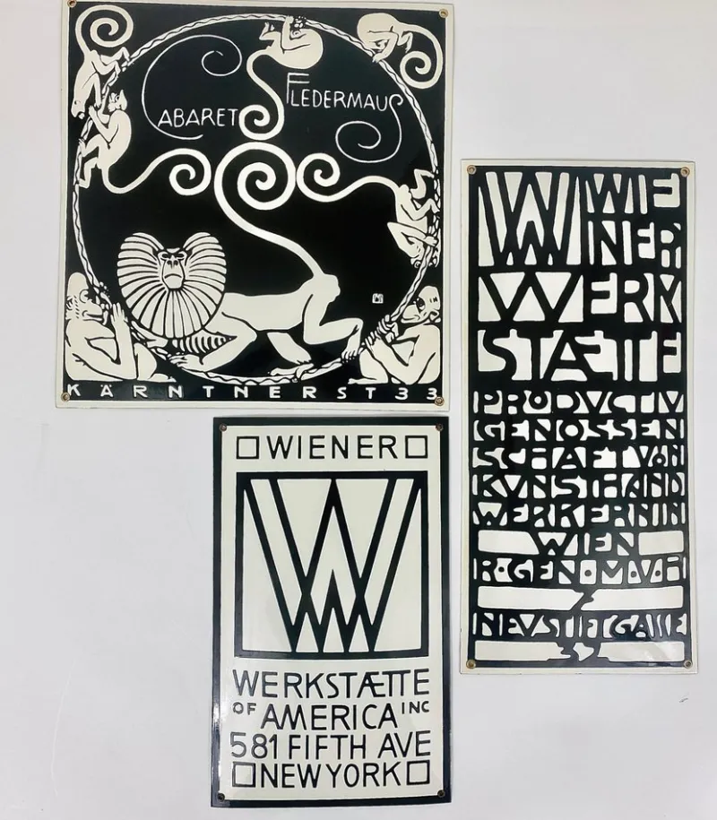 Outlet Pamono Art Nouveau Domed Enameled Advertising Sign from Wiener Werkstaette, Vienna, 1960s