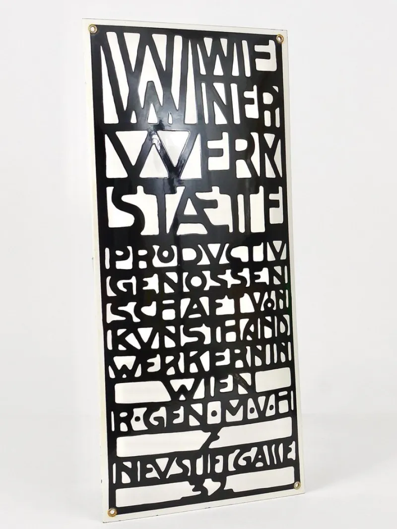 Outlet Pamono Art Nouveau Domed Enameled Advertising Sign from Wiener Werkstaette, Vienna, 1960s