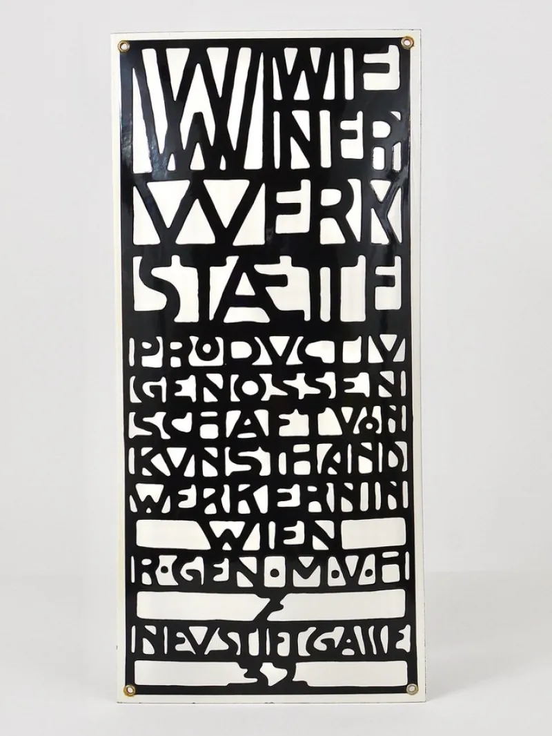 Outlet Pamono Art Nouveau Domed Enameled Advertising Sign from Wiener Werkstaette, Vienna, 1960s