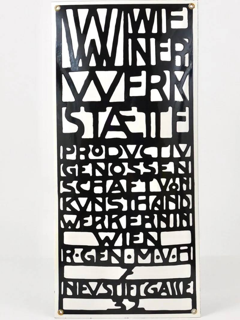 Outlet Pamono Art Nouveau Domed Enameled Advertising Sign from Wiener Werkstaette, Vienna, 1960s