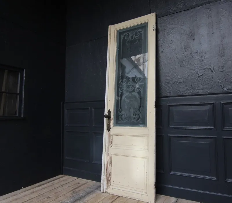 Pamono Art Nouveau Door with Etched Glass Pane, 1890s> Architectural Elements