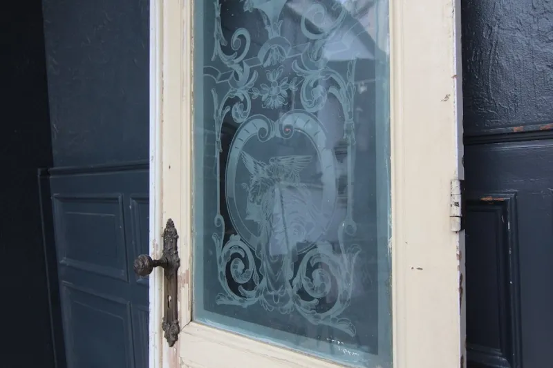 Pamono Art Nouveau Door with Etched Glass Pane, 1890s> Architectural Elements