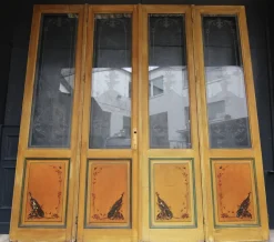 Outlet Pamono Art Nouveau Double Door with Etched Glass Panes, 1890s, Set of 4