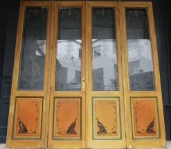 Outlet Pamono Art Nouveau Double Door with Etched Glass Panes, 1890s, Set of 4