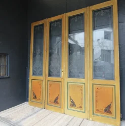 Outlet Pamono Art Nouveau Double Door with Etched Glass Panes, 1890s, Set of 4