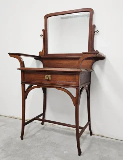 Pamono Art Nouveau Dressing or Vanity Table with Mirror in Walnut, 1890s><noscript><img width=