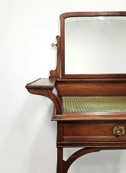 Pamono Art Nouveau Dressing or Vanity Table with Mirror in Walnut, 1890s><noscript><img width=