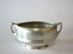 Clearance Pamono Art Nouveau English Aluminum Teak and Coffee Set from Picquot Ware, 1900s, Set of 4