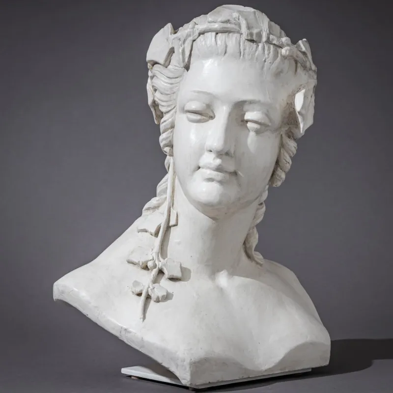 Best Pamono Art Nouveau Female Bust with Vine Leaves, Early 20th Century, Plaster