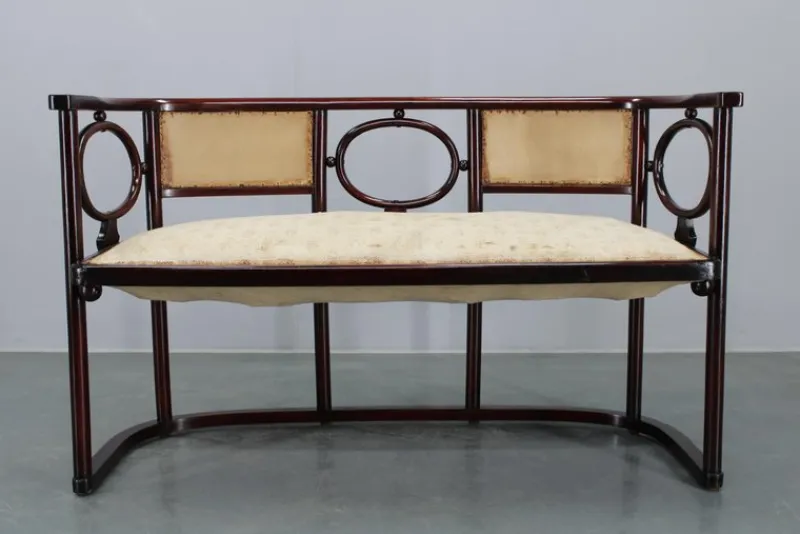 Pamono Art Nouveau Fledermaus Sofa and Armchair attributed to Josef Hoffmann for Fischel, 1890s, Set of 2> Living Room Sets