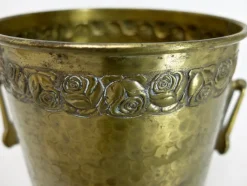 Pamono Art Nouveau Flowers Pot in Brass with Rose Motifs><noscript><img width=