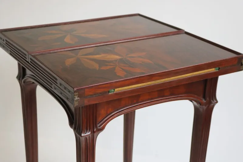 Pamono Art Nouveau French Game Table in Chestnut by Emile Gallé, 1905> Game Tables
