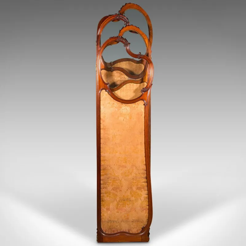 Pamono Art Nouveau French Walnut and Glass Screen, 1890s> Room Dividers & Screens
