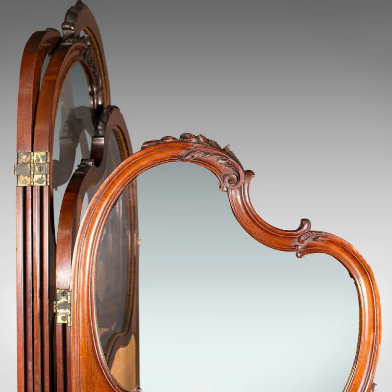 Pamono Art Nouveau French Walnut and Glass Screen, 1890s> Room Dividers & Screens