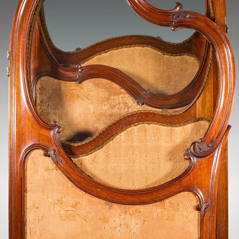 Pamono Art Nouveau French Walnut and Glass Screen, 1890s> Room Dividers & Screens