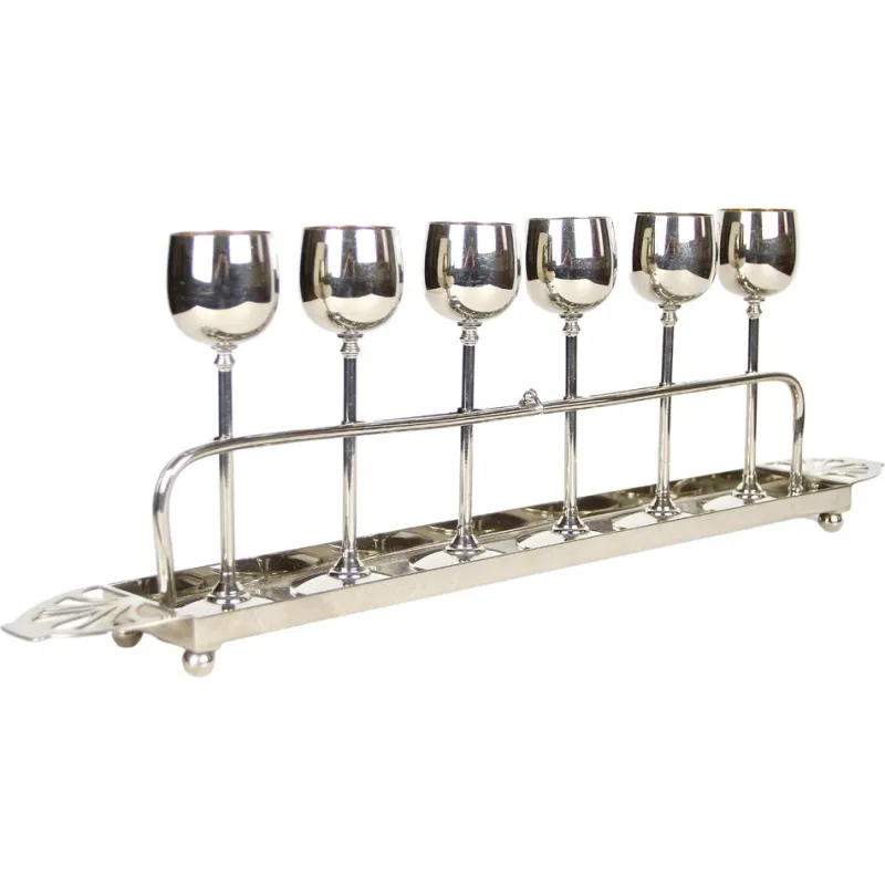 Pamono Art Nouveau Gilt Liquor Set from WMF, Germany, 1910s, Set of 7> Glassware